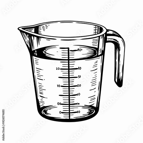 Clear glass measuring cup filled with water showcasing precise measurements against a white background, symbolizing accuracy in cooking and baking.