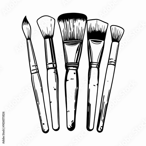 Artistic Paintbrushes in Various Sizes Displaying Creativity on a White Background for Craft and Art Projects