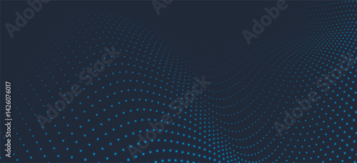 Abstract background with dynamic colorful wave. Futuristic dotted wave of bright particles. Colorful background for presentation design. Wide format vector illustration. Plexus effect