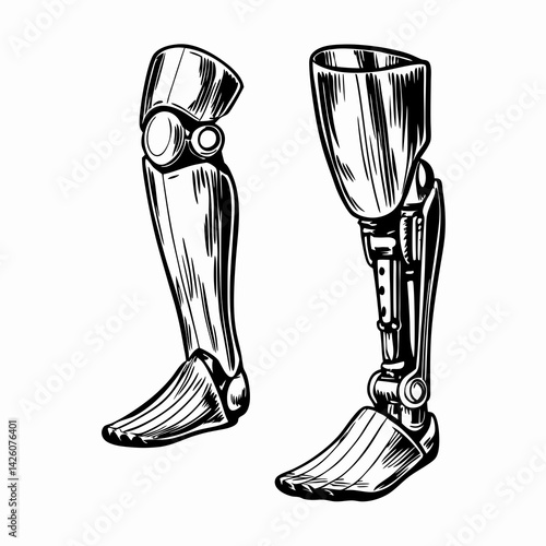 Prosthetic legs showcasing innovation and functionality, designed for mobility and independence, emphasizing modern technology and accessibility in healthcare.