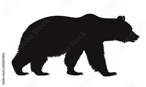 Minimalist Black Bear Silhouette Vector Illustration for Nature Design Projects