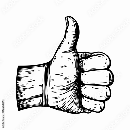 Hand giving a thumbs up gesture in an illustrative style representing positivity and approval.