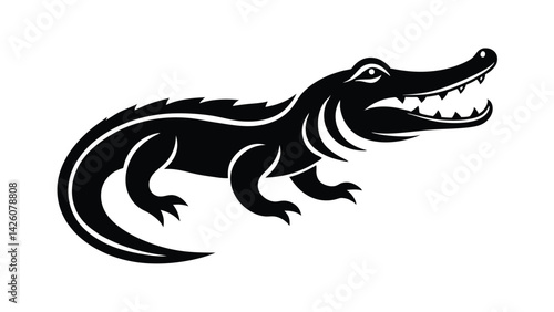 crocodile sketch black and white vector