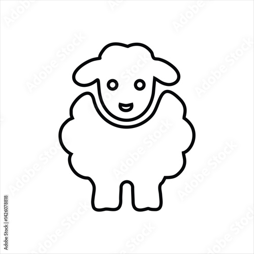simple doodle icon black and white sheep