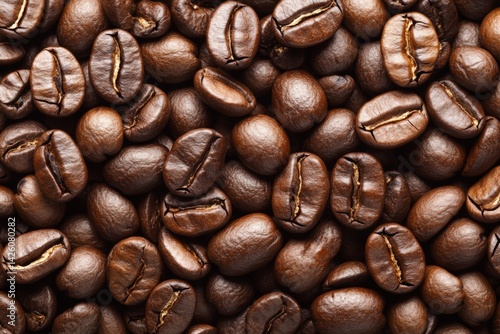 Freshly roasted coffee beans on a wooden table ready for brewing at a coffee shop in the morning