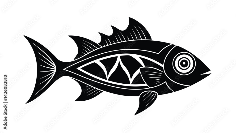 Fototapeta premium stylized fish graphic black and white vector