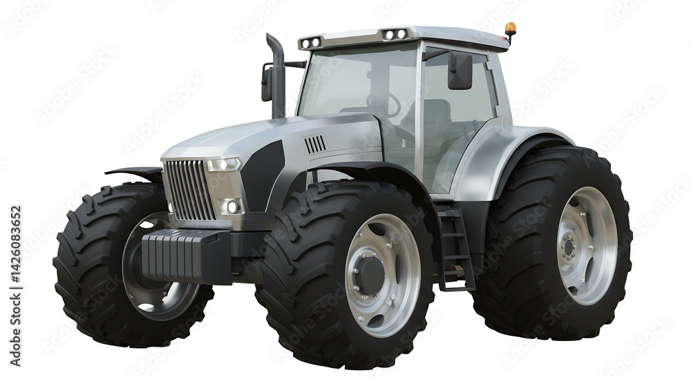 Obraz premium Modern silver tractor illustration