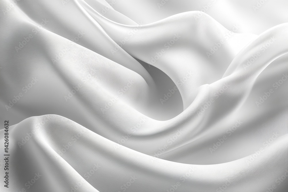 Obraz premium Smooth white fabric drapes elegantly across a gentle surface, highlighting its soft texture and light reflection