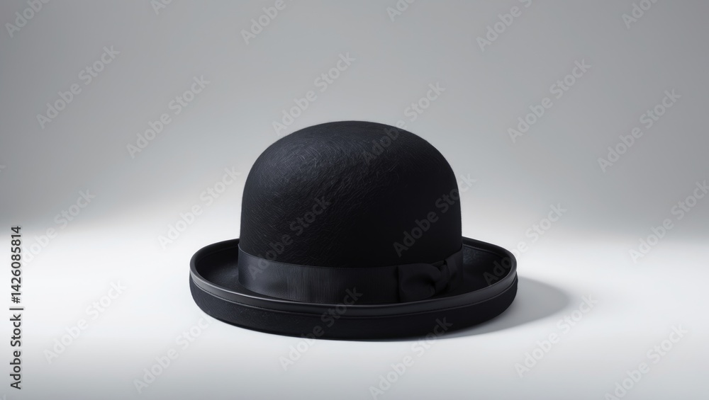 Vintage black felt bowler hat for men isolated on background