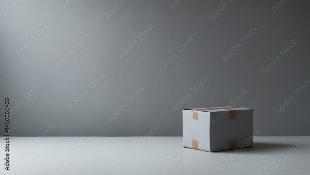 Plain grey tone color paint on cardboard box with blank paper texture background and minimal style