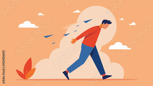 A person forgiving themselves for past mistakes and moving forward embodying the concept of inner freedom from selfjudgement.. Vector illustration
