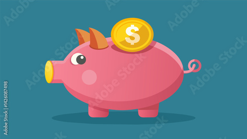 A piggy bank with a coin inside representing the need to save money and explore deferment and forbearance options to avoid defaulting on loans.. Vector illustration