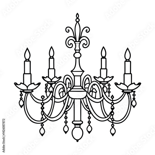 elegant chandelier ornate candelabra black vector