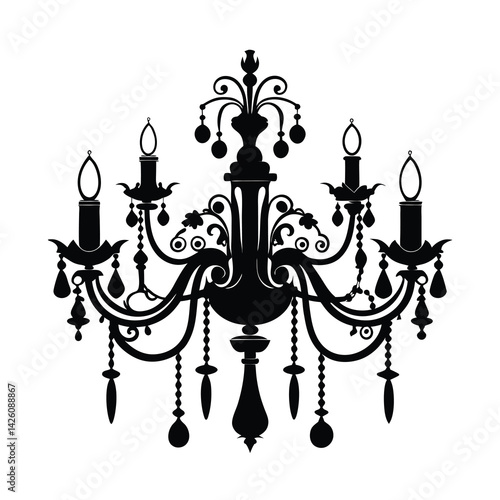 ornate chandelier vector silhouette black