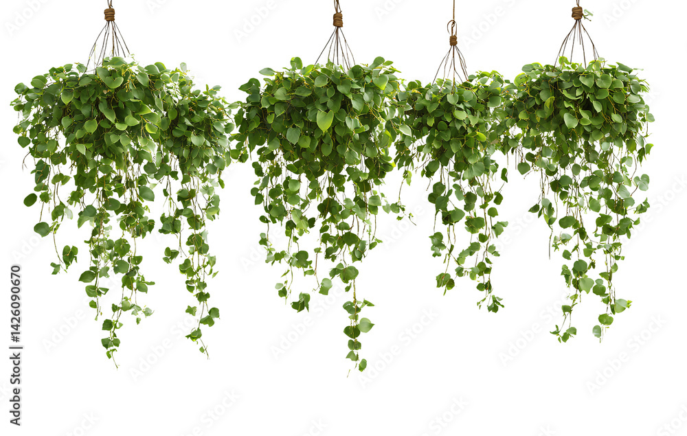 Naklejka premium Beautiful hanging green plants, isolated on transparent background