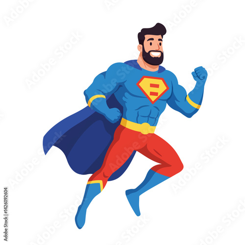 Superhero Character with 'F' Logo Illustration