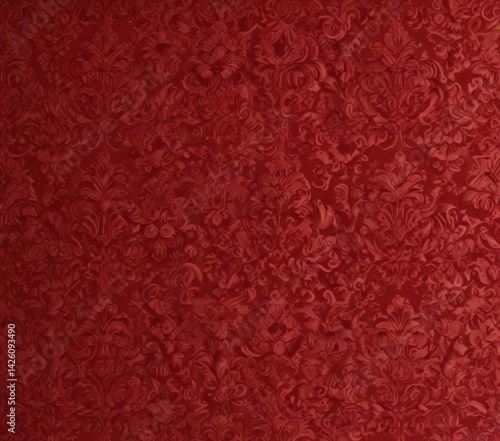 Deep crimson damask, luxurious embossed pattern, luxury, embossed, decorative
