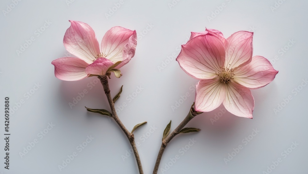Obraz premium Pressed and dried apple tree flower captured from front and back views