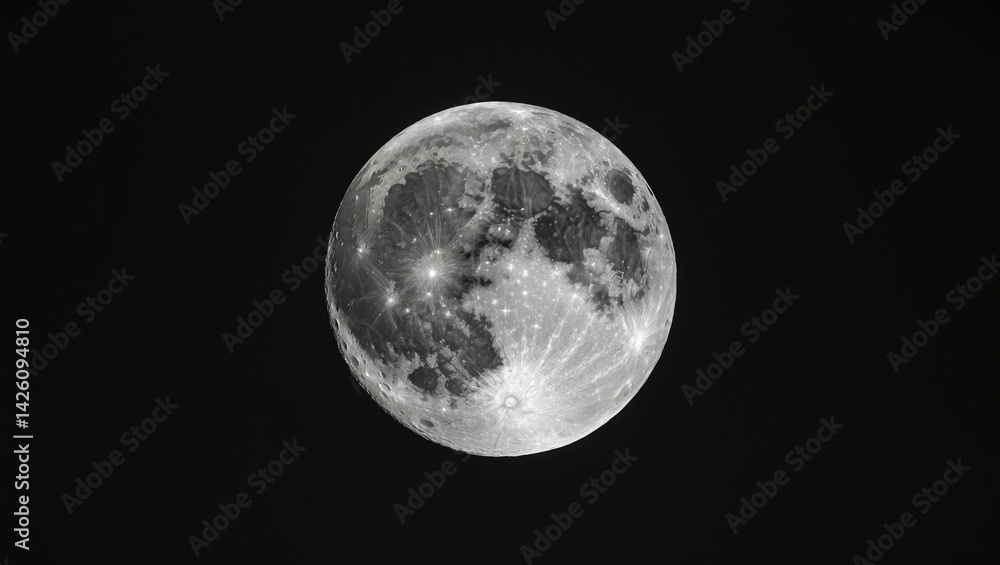 Lunar Full Moon in the Night Sky Lunar Full Moon in the Night Sky