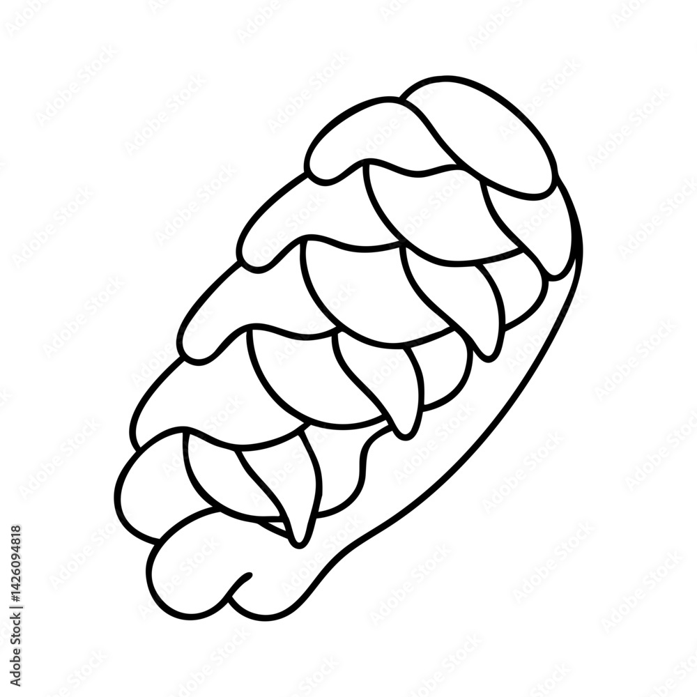 Fototapeta premium beaver tail pastry icon, beaver tail pastry line art - simple line art of beaver tail pastry, perfect for beaver tail pastry logos and icons
