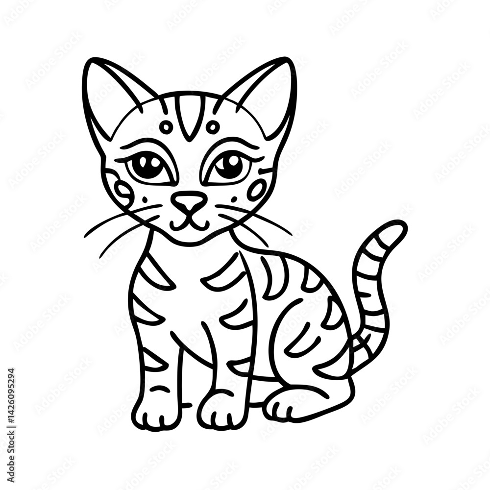 bengal kitten icon, bengal kitten line art - simple line art of bengal kitten, perfect for bengal kitten logos and icons bengal kitten icon, bengal kitten line art - simple line art of bengal kitten, perfect for bengal kitten logos and icons