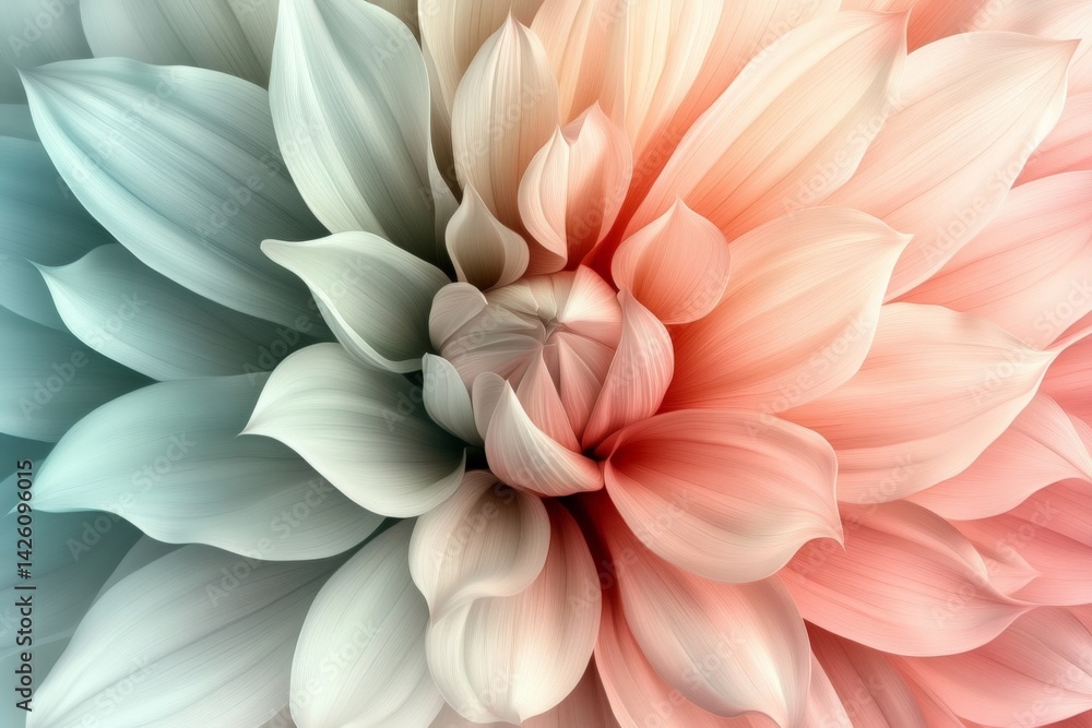 Fototapeta premium Beautiful pastel flower pattern with soft petals and gentle colors in a serene design