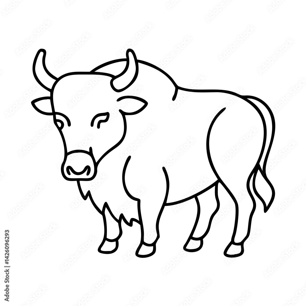 Fototapeta premium bison icon, bison line art - simple line art of bison, perfect for bison logos and icons