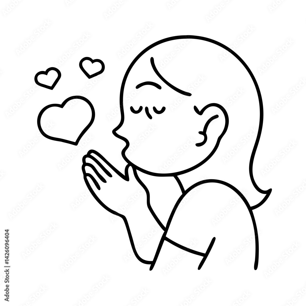 blowing a kiss icon, blowing a kiss line art - simple line art of blowing a kiss, perfect for blowing a kiss logos and icons blowing a kiss icon, blowing a kiss line art - simple line art of blowing a kiss, perfect for blowing a kiss logos and icons