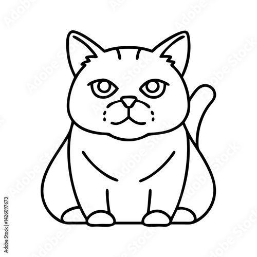 british shorthair icon, british shorthair line art - simple line art of british shorthair, perfect for british shorthair logos and icons