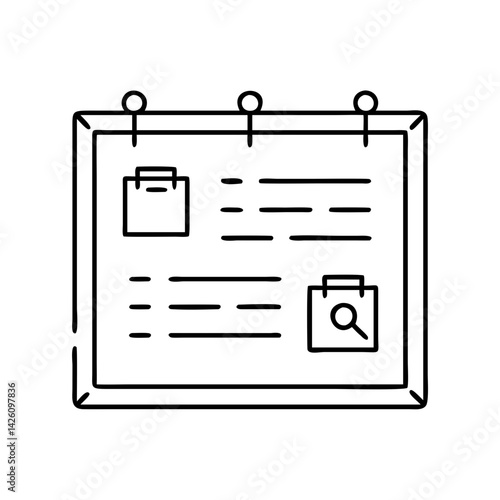 bulletin board icon, bulletin board line art - simple line art of bulletin board, perfect for bulletin board logos and icons