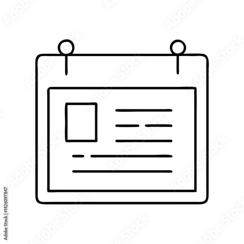 bulletin board icon, bulletin board line art - simple line art of bulletin board, perfect for bulletin board logos and icons