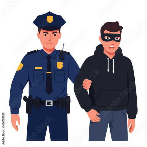 Police Officer Arresting Suspect Illustration