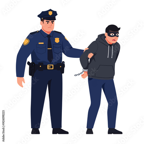 Police Officer Arresting Suspect Illustration
