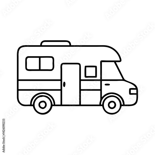 camper van icon, camper van line art - simple line art of camper van, perfect for camper van logos and icons