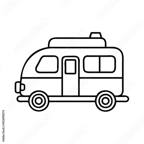 camper van icon, camper van line art - simple line art of camper van, perfect for camper van logos and icons