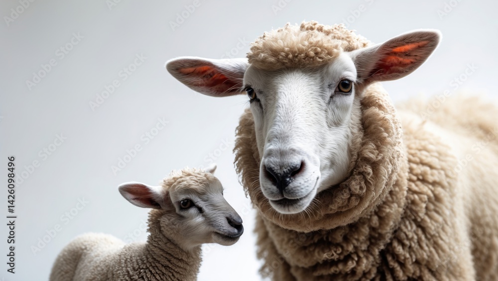 Fototapeta premium Sheep portrait isolated against a white background