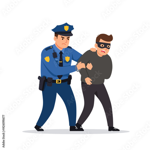 Police Officer Arresting Suspect Illustration