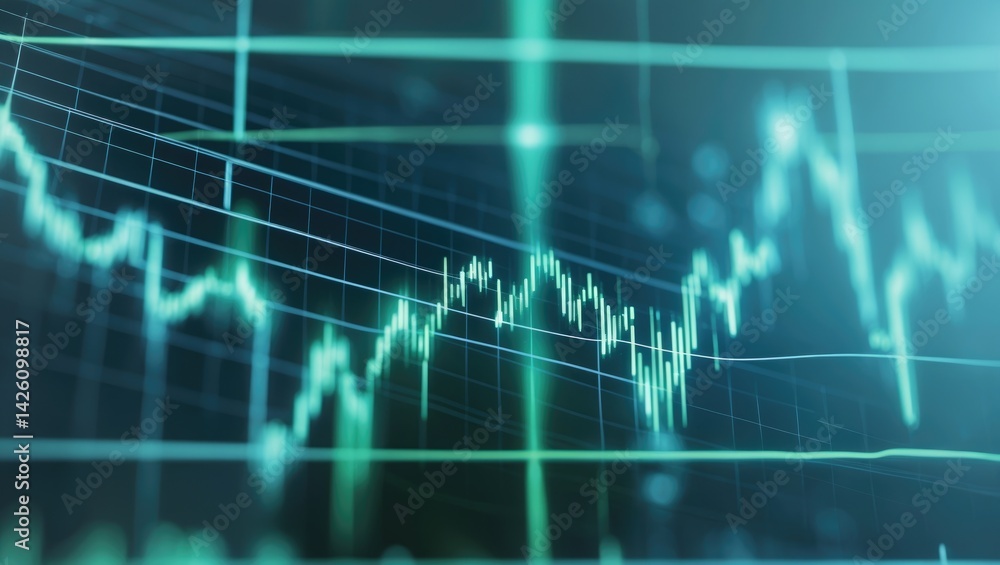 Variable line chart on electronic grid backdrop Variable line chart on electronic grid backdrop