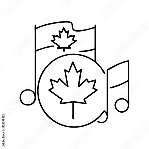 canadian anthem music notes icon, canadian anthem music notes line art - simple line art of canadian anthem music notes, perfect for canadian anthem music notes logos and icons