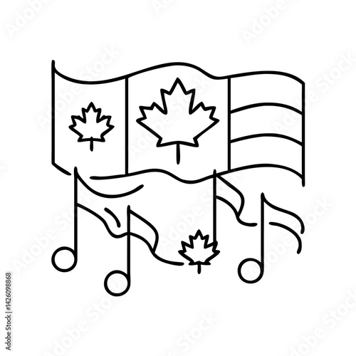 canadian anthem music notes icon, canadian anthem music notes line art - simple line art of canadian anthem music notes, perfect for canadian anthem music notes logos and icons