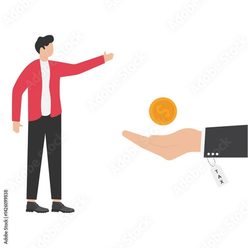 Collecting income tax and annual investment, Businessmen pay taxes.

