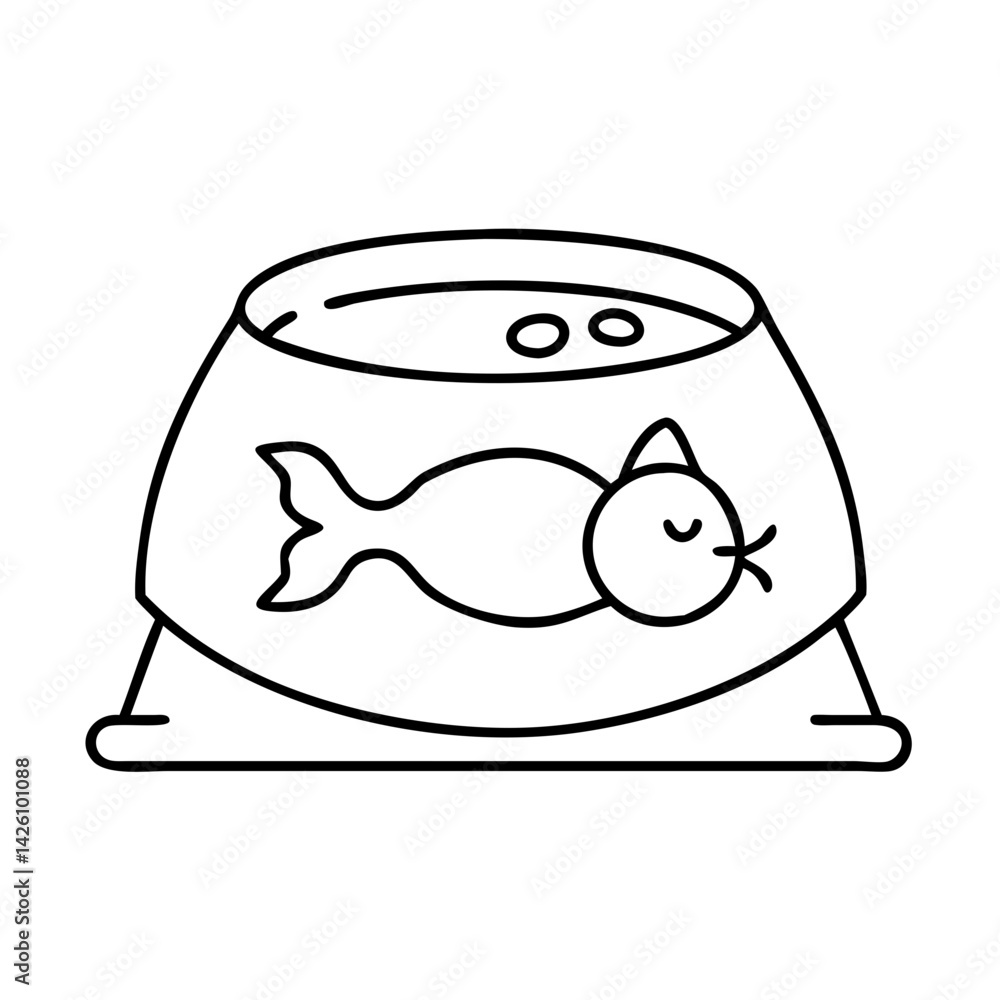 cat bowl with fish logo icon, cat bowl with fish logo line art - simple line art of cat bowl with fish logo, perfect for cat bowl with fish logo logos and icons cat bowl with fish logo icon, cat bowl with fish logo line art - simple line art of cat bowl with fish logo, perfect for cat bowl with fish logo logos and icons