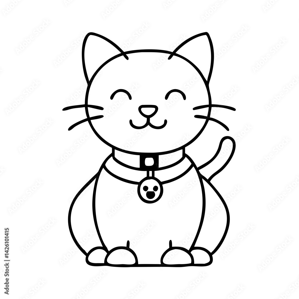 Obraz premium cat collar with bell icon, cat collar with bell line art - simple line art of cat collar with bell, perfect for cat collar with bell logos and icons