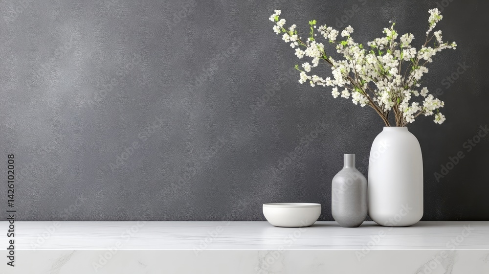Modern minimalist decor on a marble surface Modern minimalist decor on a marble surface