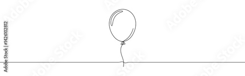 Party balloon continuous one line drawing. Decoration balloon. Vector illustration.