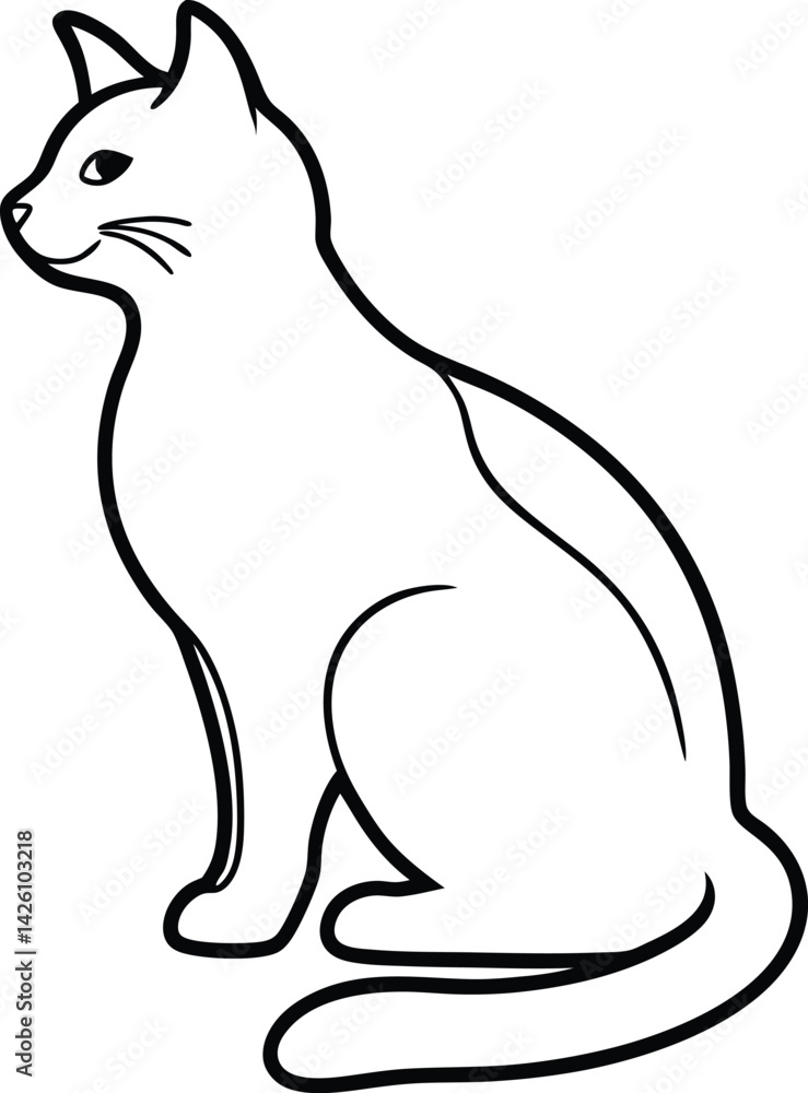 Obraz premium Cat Silhouettes Line Art Minimalist Feline Poses Vector Set Illustration