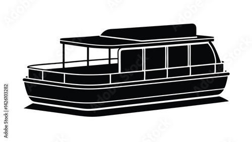 sleek pontoon boat black design silhouette