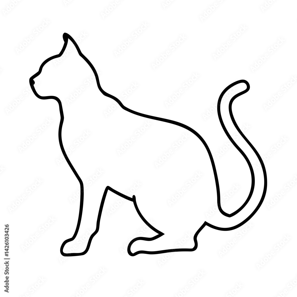 cat s silhouette icon, cat s silhouette line art - simple line art of cat s silhouette, perfect for cat s silhouette logos and icons cat s silhouette icon, cat s silhouette line art - simple line art of cat s silhouette, perfect for cat s silhouette logos and icons