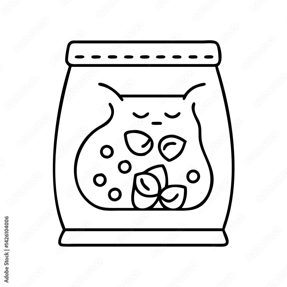 cat treat bag icon, cat treat bag line art - simple line art of cat treat bag, perfect for cat treat bag logos and icons cat treat bag icon, cat treat bag line art - simple line art of cat treat bag, perfect for cat treat bag logos and icons