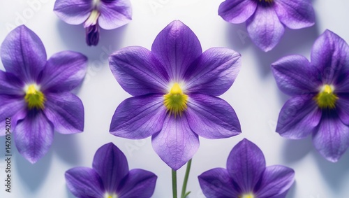 White background with isolated purple flower of plant